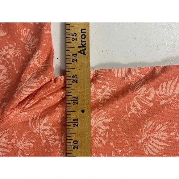 Dunning Golf Shirt Mens L Peach Floral Polo Short Sleeve Polyester/Spandex - Picture 5 of 6